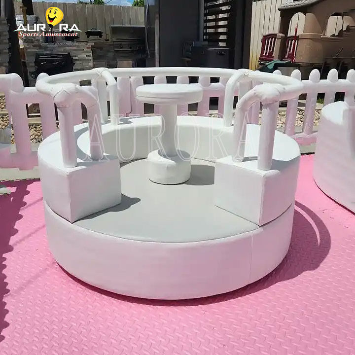 흰색 분홍색 소프트 놀이 패키지 세트 놀이터 아기 실내 야외 소프트 놀이 장비