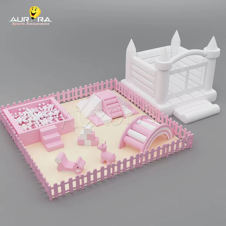 실내 어린이 유아 소프트 놀이 등산 장비 파티를위한 분홍색과 흰색 세트