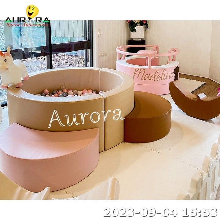 소프트 놀이 사업 판매 소프트 놀이 장비 소프트 놀이 세트 흰색과 분홍색