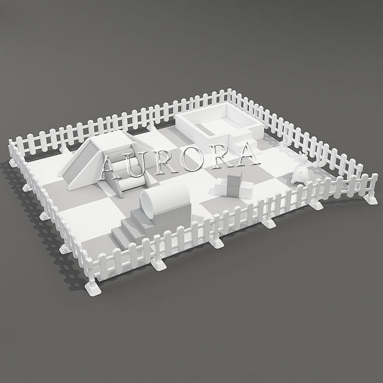 어린이용 부드러운 놀이 흰색과 분홍색 부드러운 놀이 문과 외부에 설정