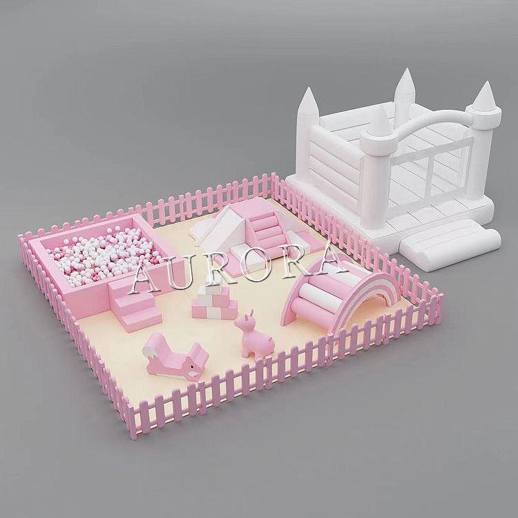 어린이 소프트 놀이 세트 슈퍼 실내 소프트 놀이 장비 흰색과 분홍색 소프트 패키지